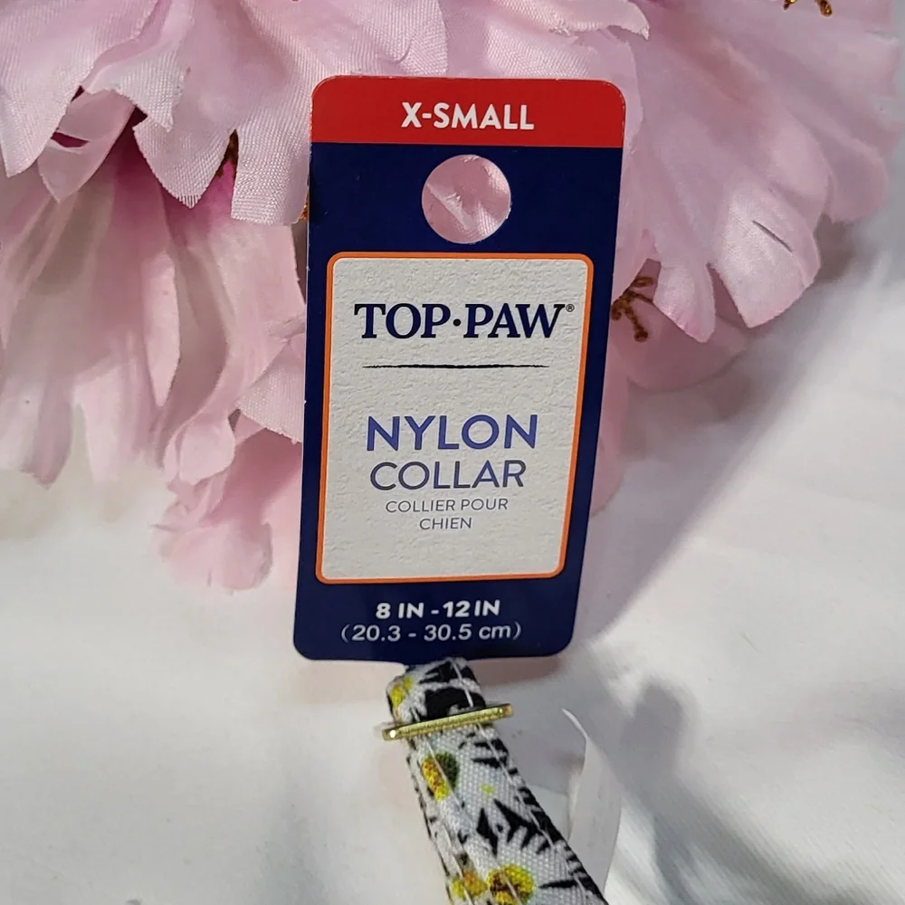 Top Paw NWT Daisy Floral Print Adjustable Nylon Dog Collar Size XS 🐈